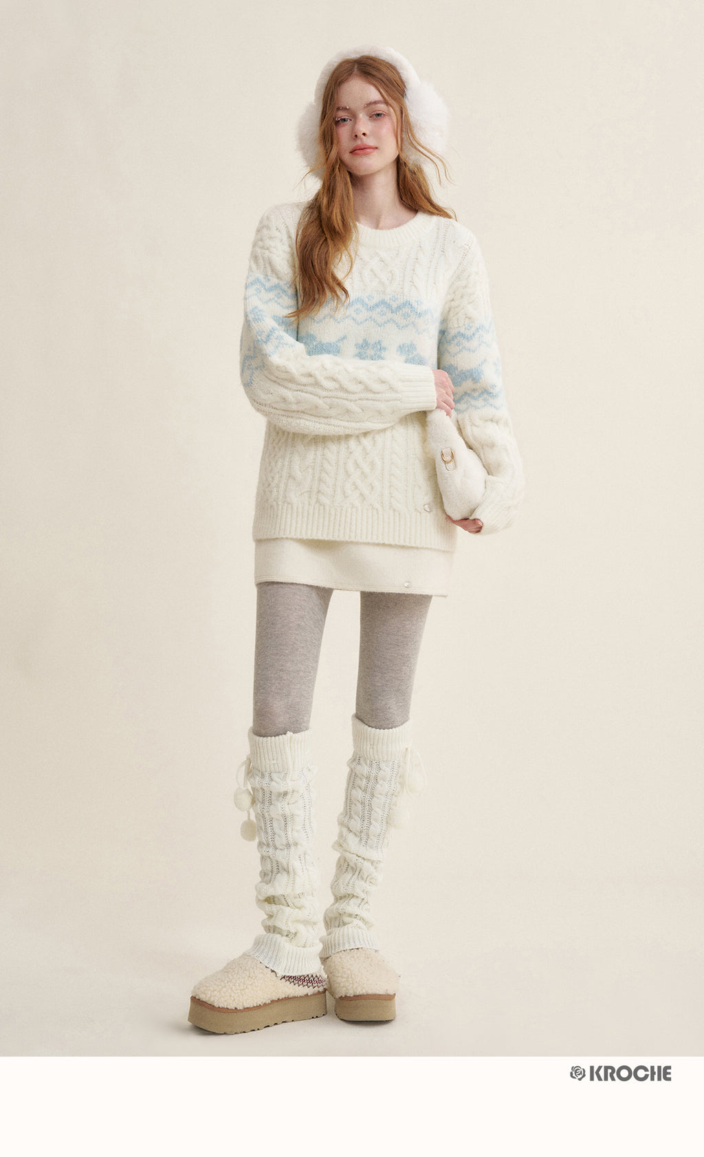 KROCHE Kroche Fair Isle Color Block Knit Crewneck Sweater by Zhao Jinmai