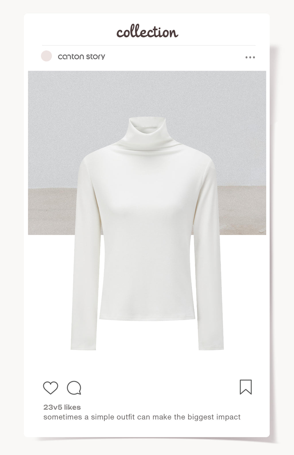 CANTONSTORY Guangzhou Story women's winter retro solid color high-neck long-sleeved T-shirt, new style, loose and warm