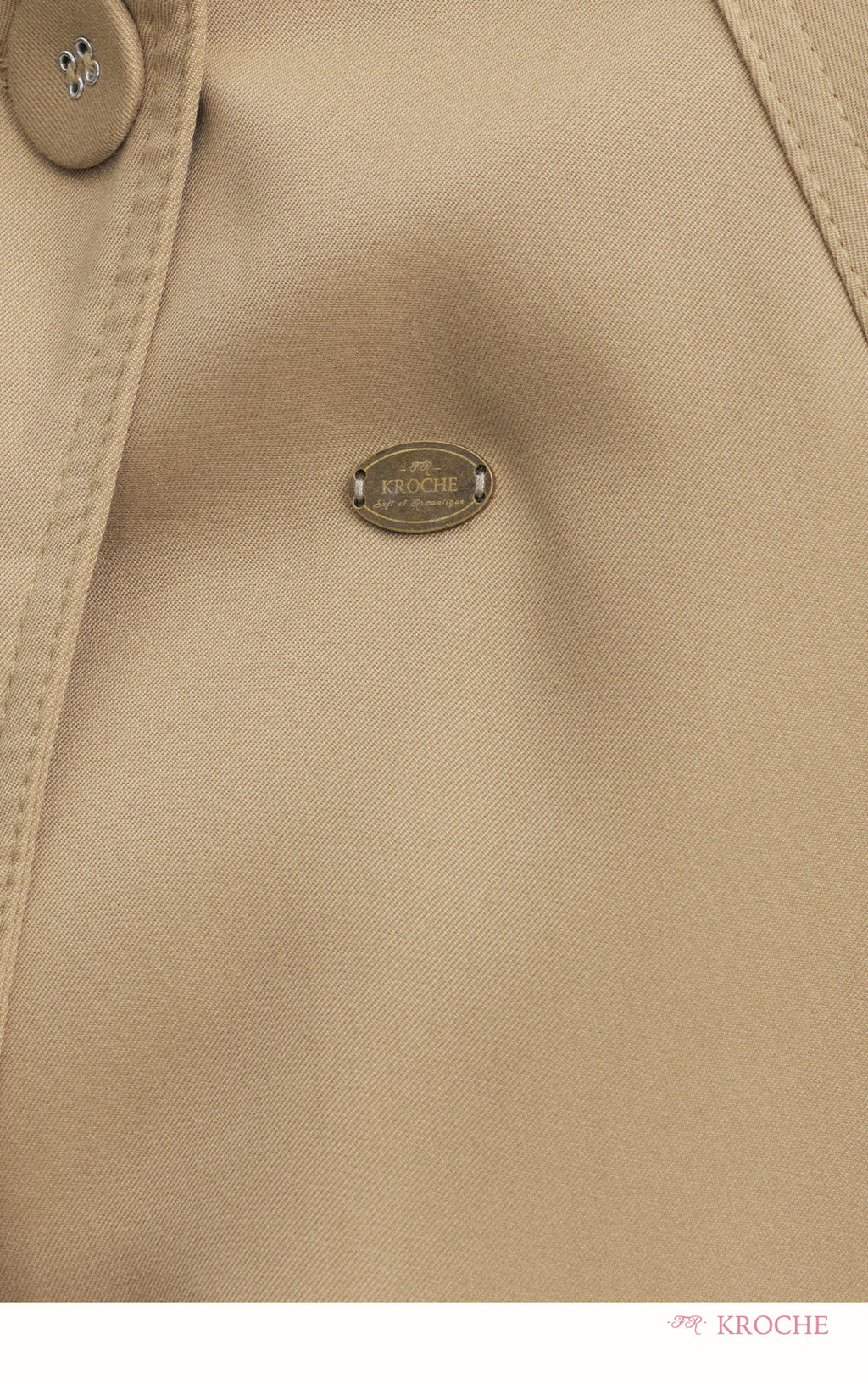 KROCHE Loose-fitting short trench coat, large lapels, double-breasted, loose-fitting, comfortable