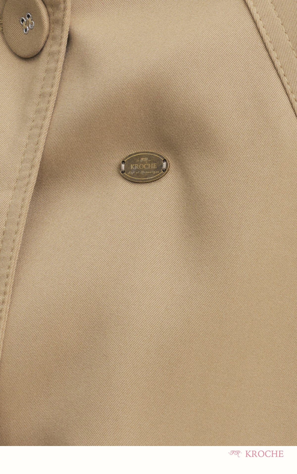 KROCHE Loose-fitting short trench coat, large lapels, double-breasted, loose-fitting, comfortable