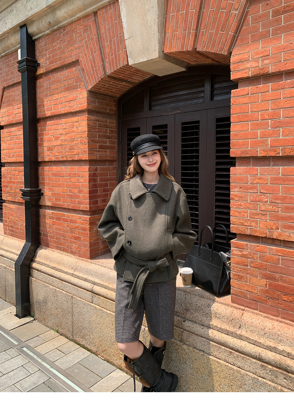 XZICHIC continues the classic style of Kim Min-hee wool coat, women's winter coat, size 57 (wool and alpaca wool).