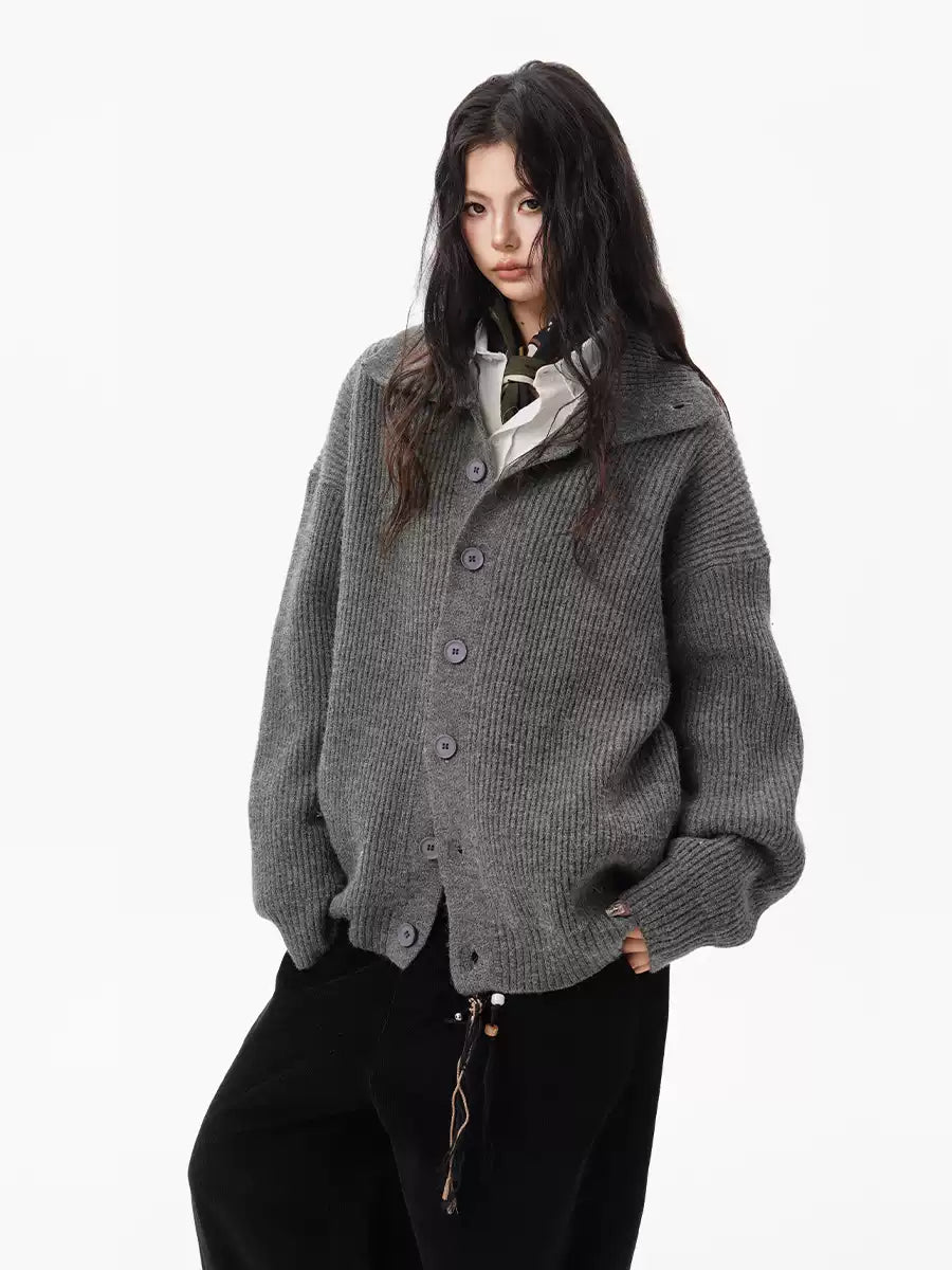 BWKA Men's and Women's Autumn and Winter Classic American Style Button-down Turtleneck Cardigan, High-end Knitted Wool Coat Loose and Comfortable