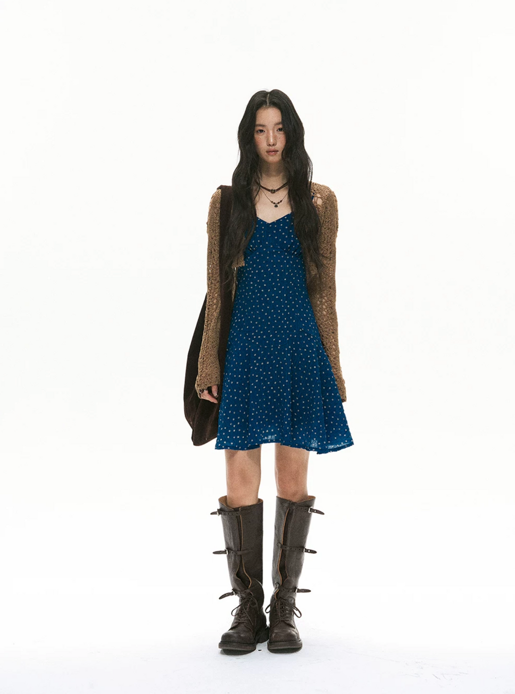SOOLROK Summer multi-purpose knitted patchwork hole-protection short cardigan with holes