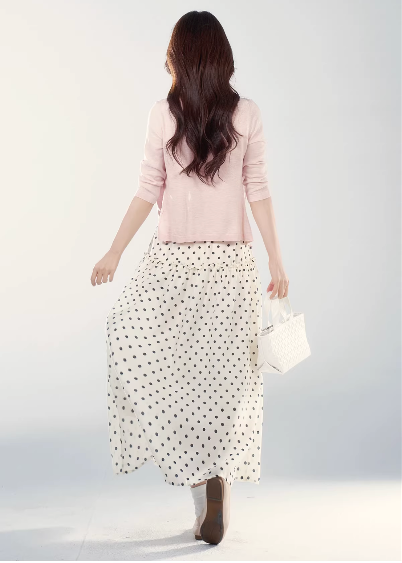 Wildberry Black polka dot midi skirt