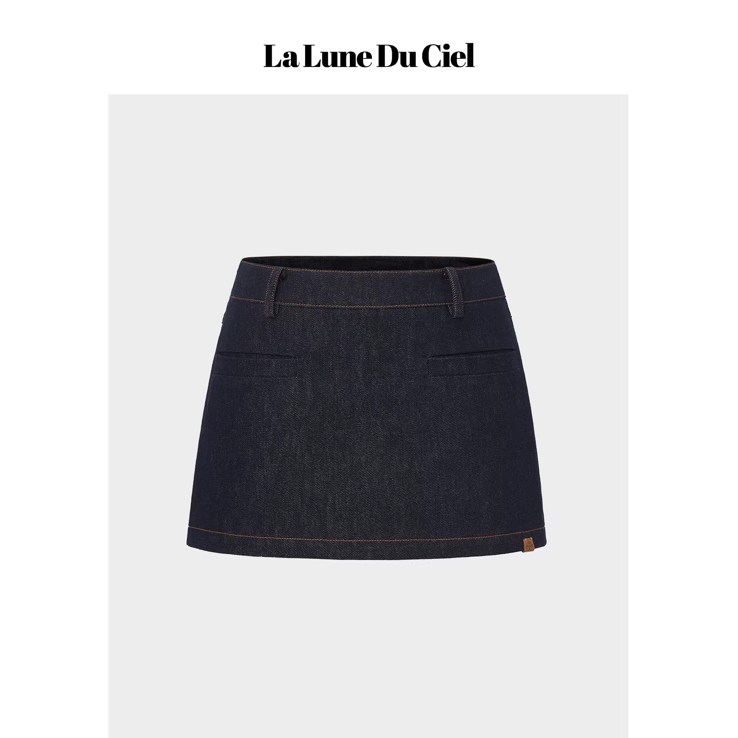 LaluneDuCiel Low-waisted, sexy, versatile, simple mini skirt, washed denim material, for women
