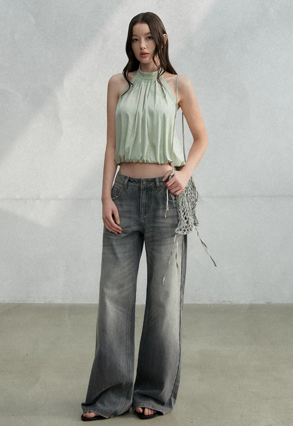 LaluneDuCiel High-neck, backless, sleeveless tank top, French and Korean minimalist style, cool and stylish