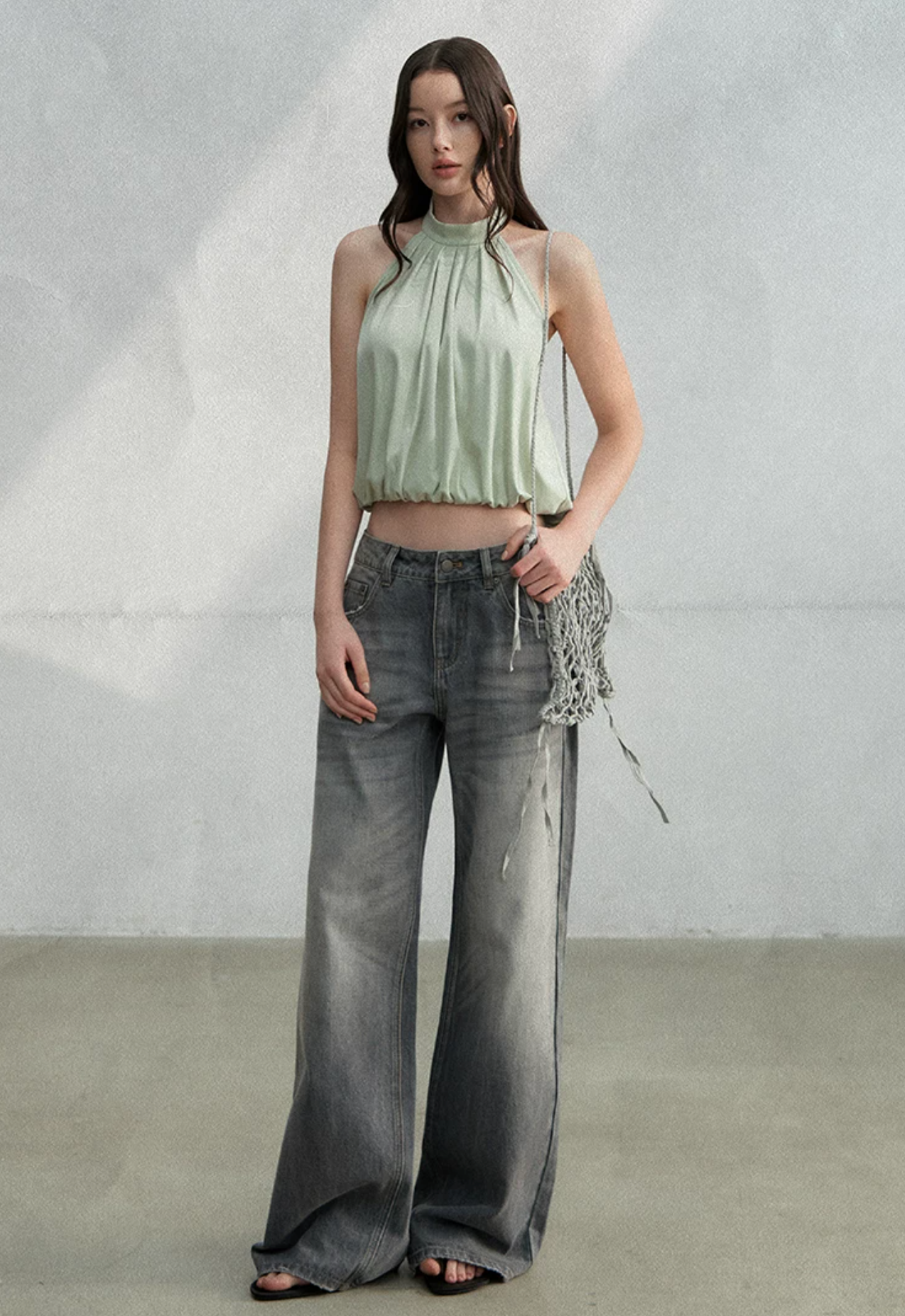 LaluneDuCiel High-neck, backless, sleeveless tank top, French and Korean minimalist style, cool and stylish