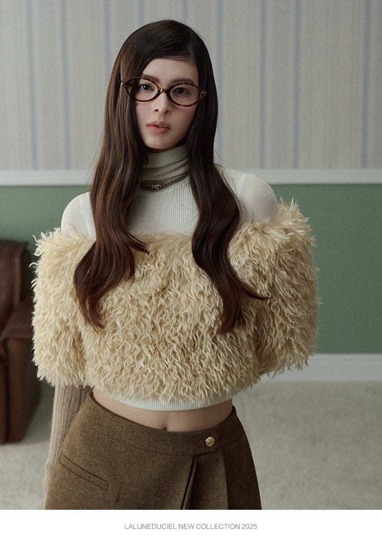 LaLune Duciel One Shoulder Crop Top Short Sleeve Eco-Friendly Fleece Jacket