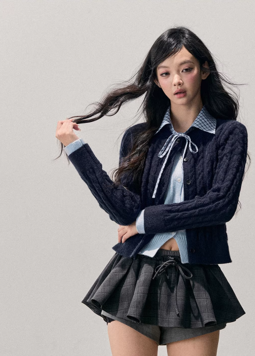 SHAOYEYAN Women's Two-Piece Faux Korean Style Knitted Cardigan Jacket for Winter