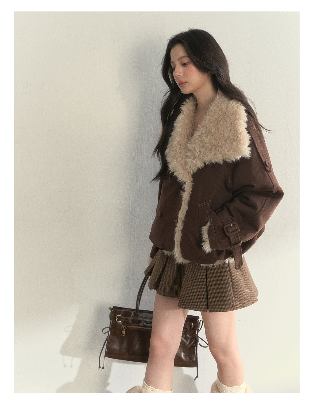 SUNSET PARK "Warm Winter Oak Forest" Soft Double-Breasted Fleece Parka