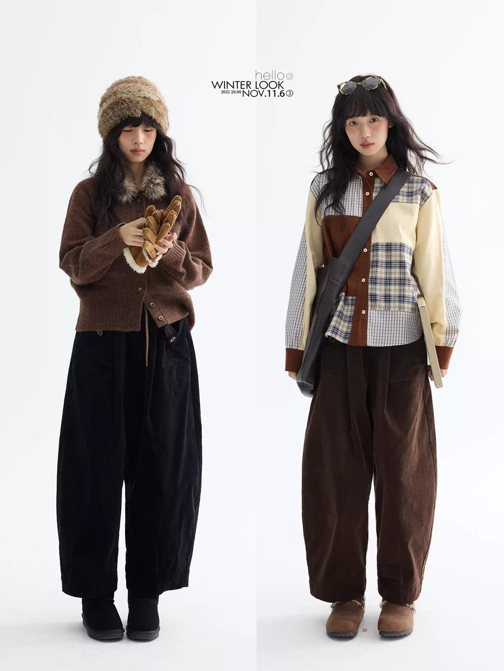 LEBEMIO "LeBemio" "Barn Basin" Classic Style Corduroy Flared Pants with Waist Tie
