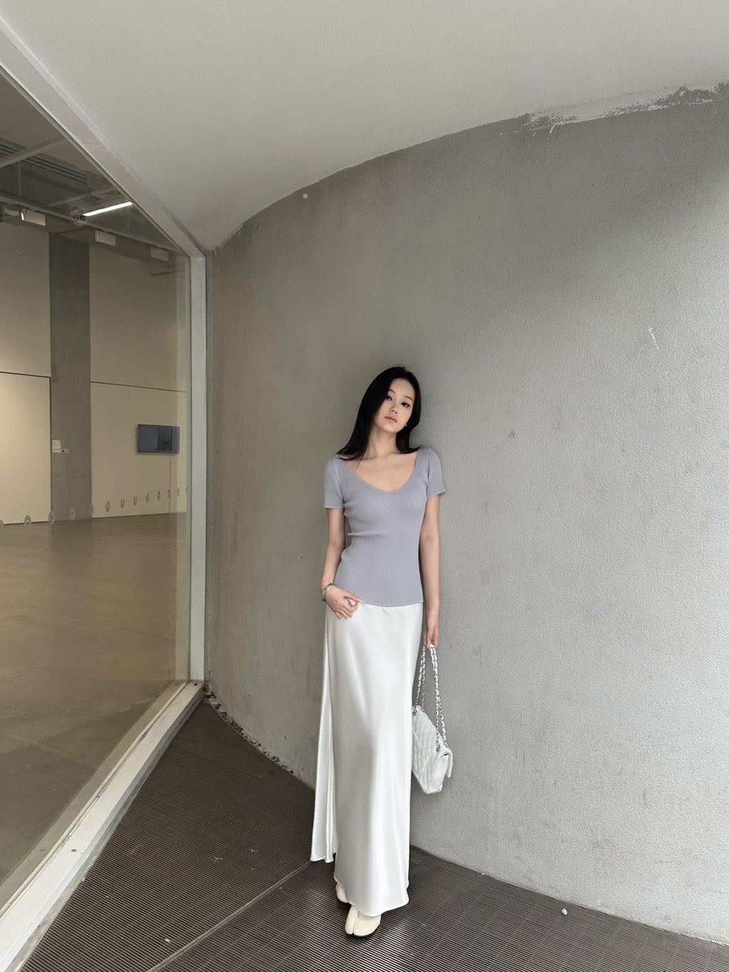 Soft A-line satin silk skirt 5Werkwen