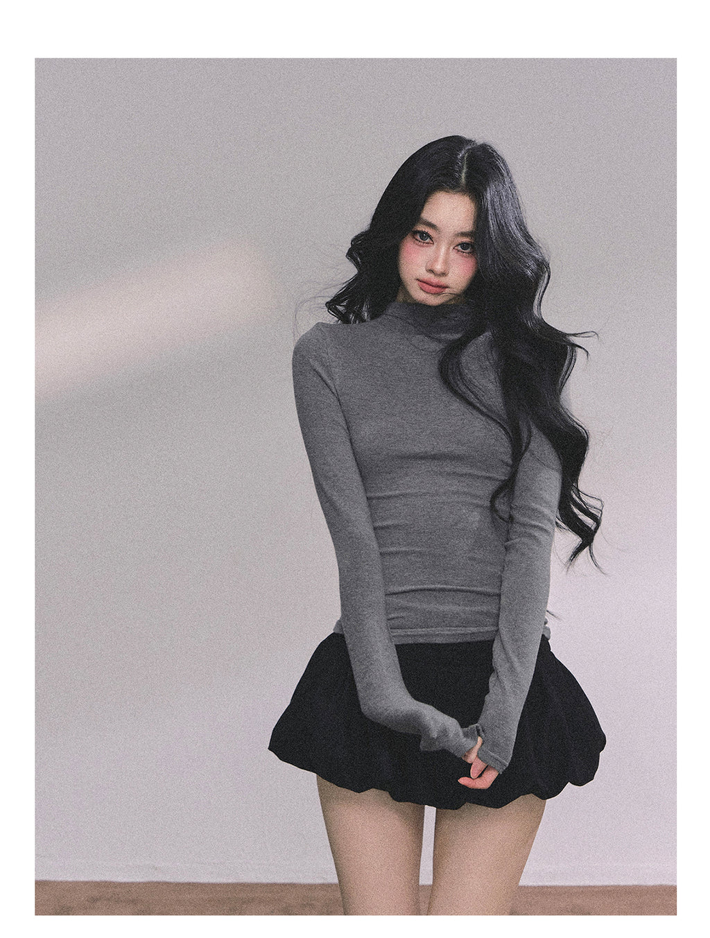 Shaoyeyan Women's Autumn All-matching Minimalist High Neck Long Sleeve Tight-Fit T-Shirt