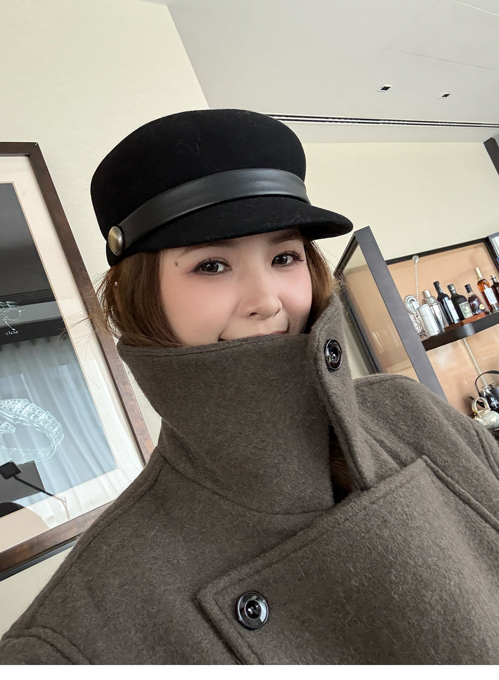 XZICHIC continues the classic style of Kim Min-hee wool coat, women's winter coat, size 57 (wool and alpaca wool).