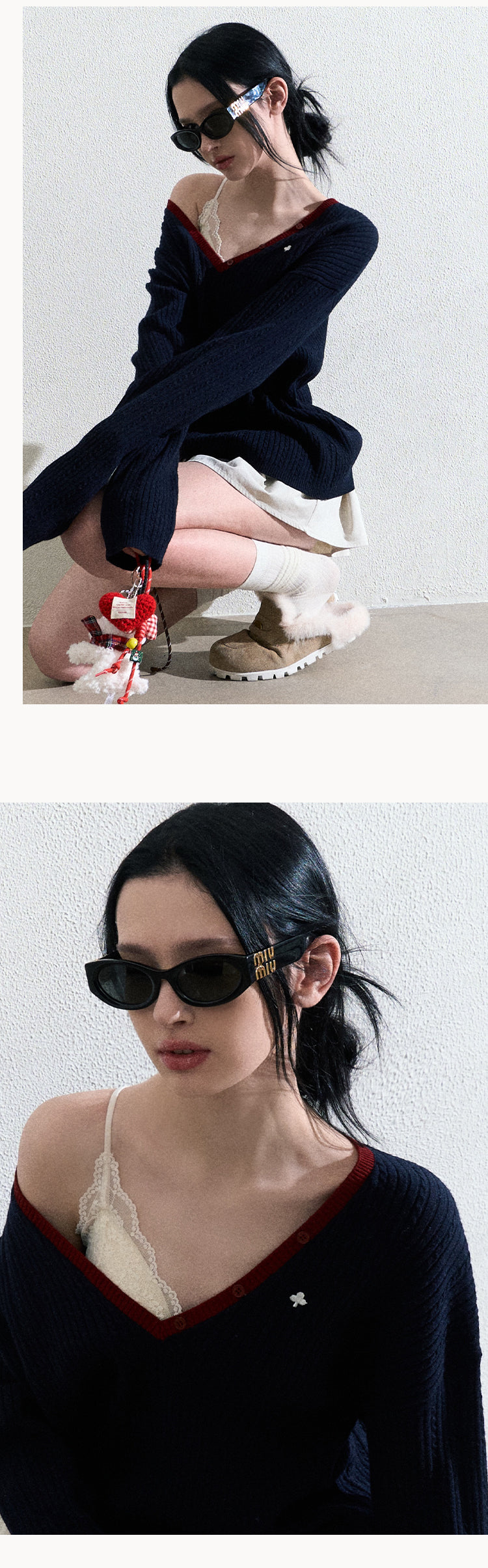 OAKMOO "The River Crossed Me" - Fashionable V-neck knit sweater, perfect for everyday wear and work.