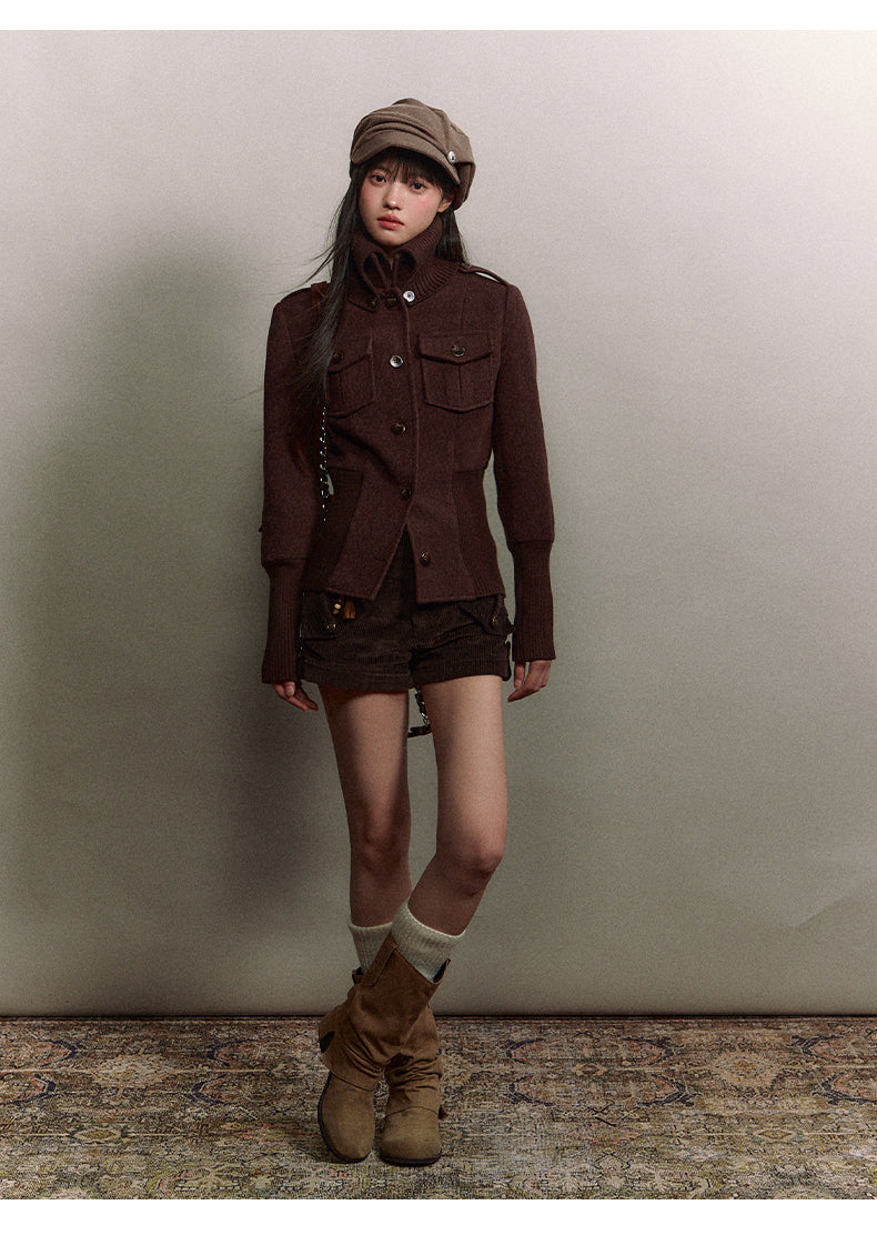 Soote Season Original Classic High Waisted Corduroy Cropped Coat