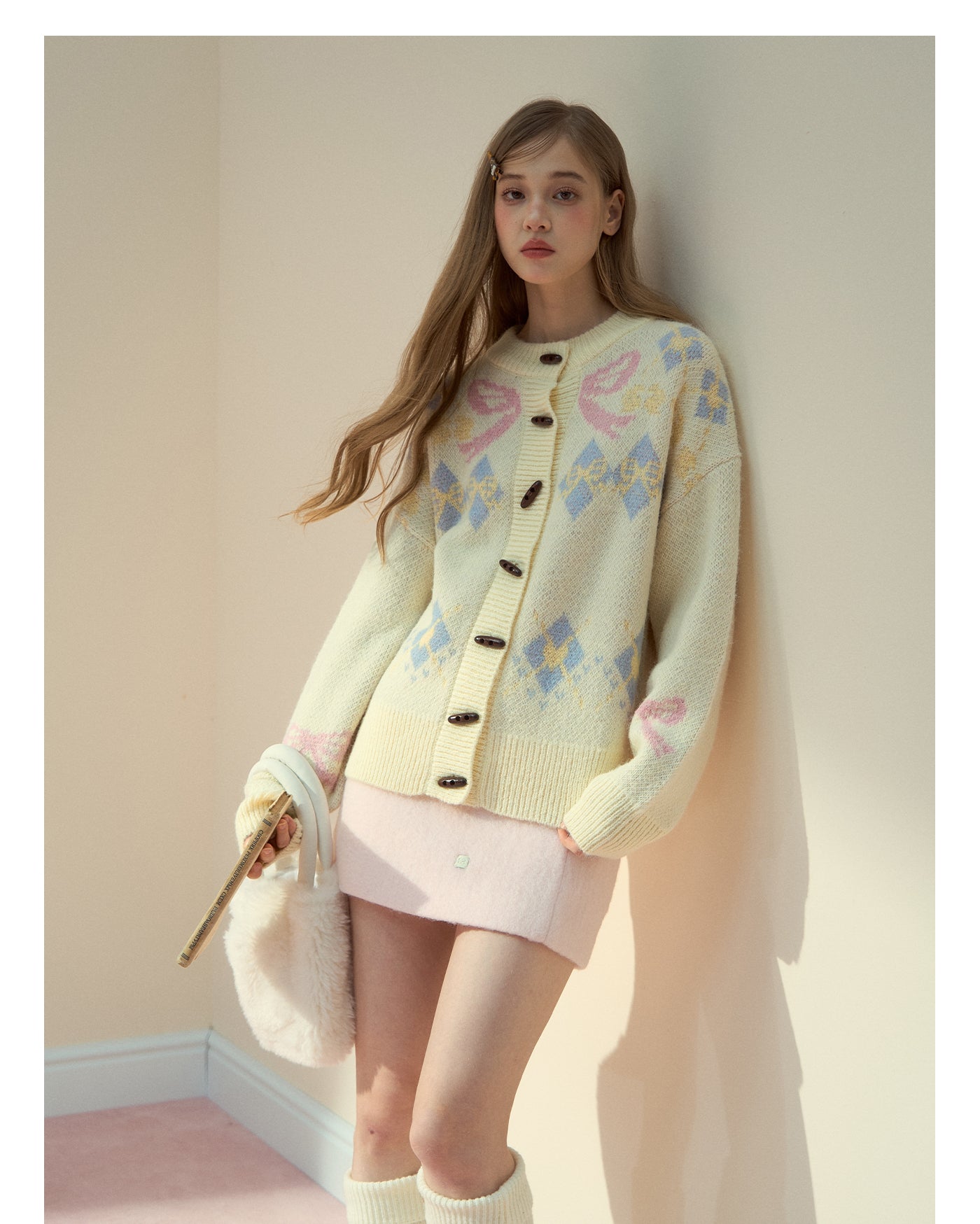 SunsetPark Women's "Warm bow fair ísle" Classic Button-Down Wool Coat