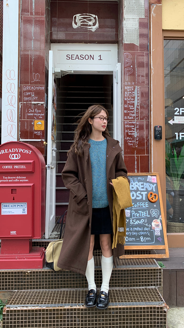 RAINY Women's Classic Single Breasted Hooded Wool Coat, Winter Design, Classic Style, Loose Fit, Versatile Wool Coat