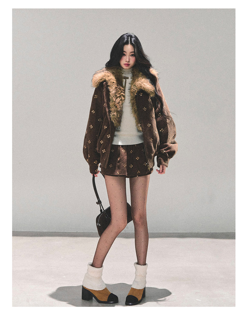 SHAOYEYAN Aomalm Women's Merard "Whisper of Falling Snow" Woolen Suit - Two-Piece Winter Quilted Jacket and Skirt Set