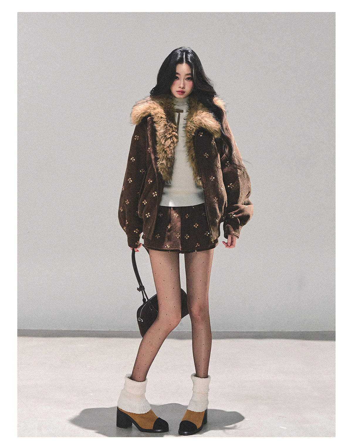 SHAOYEYAN Aomalm Women's Merard "Whisper of Falling Snow" Woolen Suit - Two-Piece Winter Quilted Jacket and Skirt Set