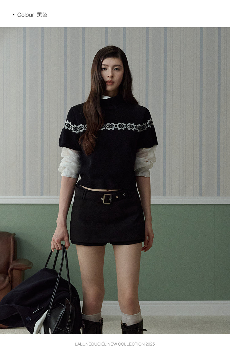 Women's Retro Versatile Suede Belted Mini Skirt Autumn Casual Dress Maillard Lalune Duciel