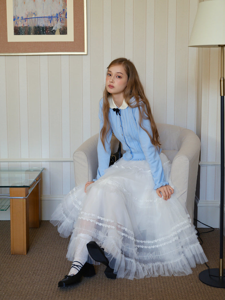 ISISLOVE Unique design, gorgeous white tulle midi skirt, super flowy and layered, perfect for fall.