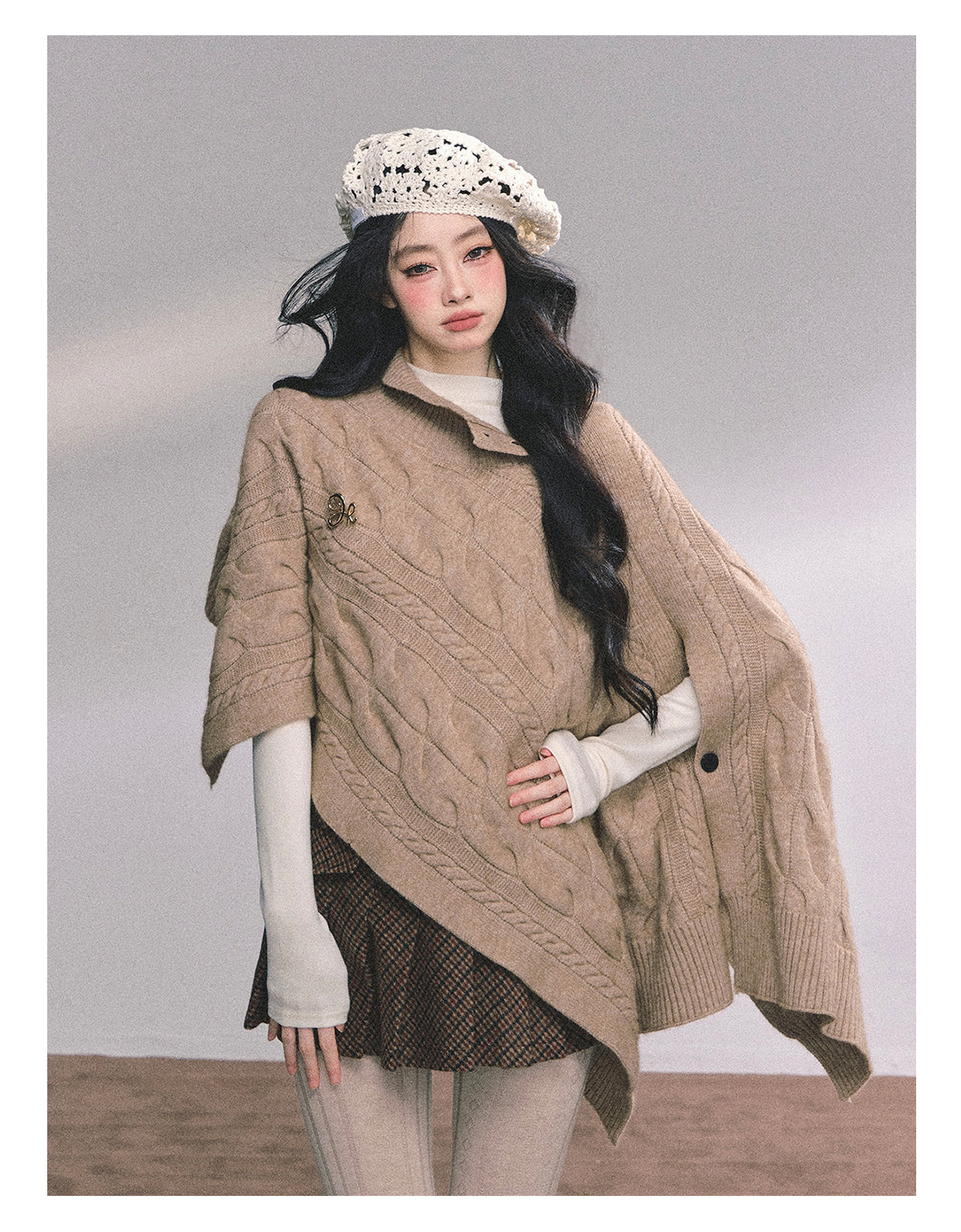 Shaoyeyan Women's Autumn Winter French Style High-end Knitted Wool Coat Loose Fit