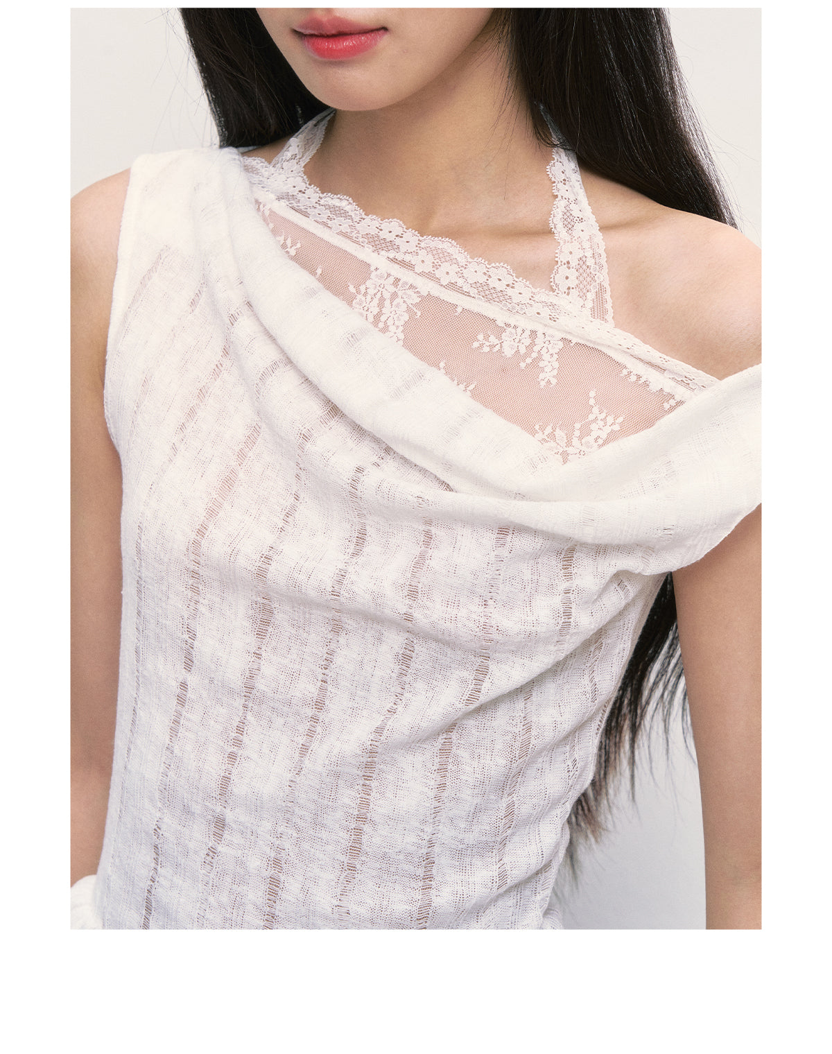 WEEKENDHUB Women's White French Lace Top, High-end Summer Off-the-Shoulder Short Sleeve Design with Asymmetrical Shoulders