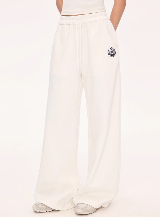 WEEKENDHUB Weekendhub women's casual embroidered letter pants, 2025 new style, loose fit, boyfriend style, lazy look, long pants