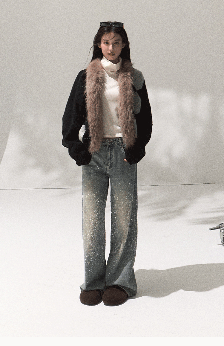 OAKMOO "Tangible Gift" - Women's Loose Cardigan with Raccoon Collar, Thick and Warm Coat.