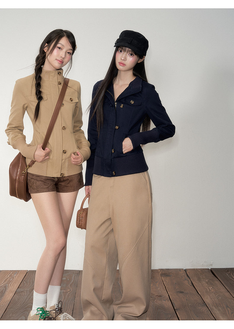 Soote Season Korean Style Turtleneck Zipper Slim Fit Jacket