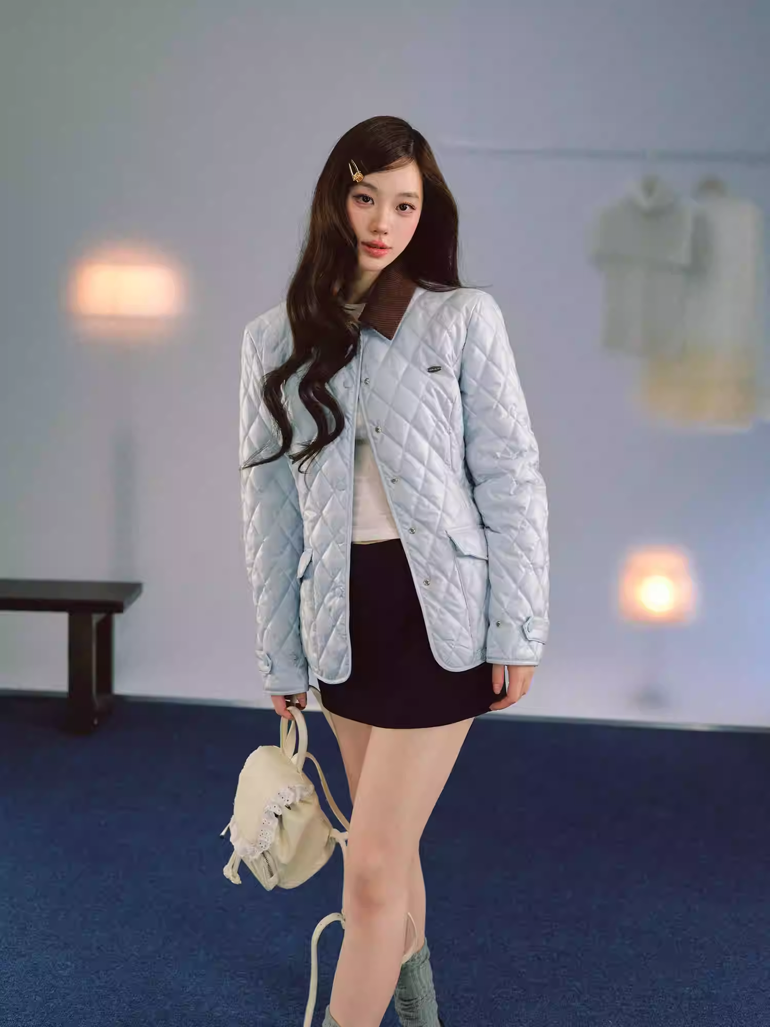 LaluneDuCiel A-line mini skirt with a mid-rise waist, loose fit, hugs the hips, flatters the figure, suitable for women, spring season.