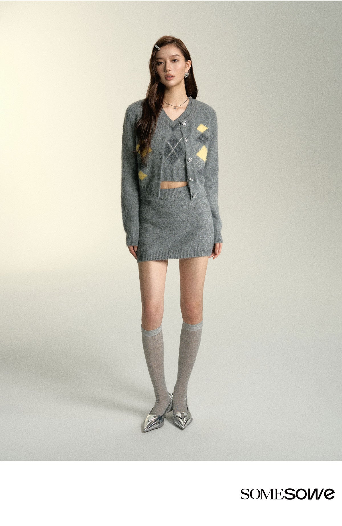 SOMESOWE Diamond Quartz Knitted Sweater