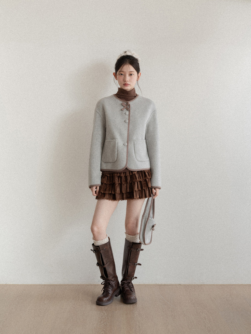 CANTONSTORY Yangcheng Story Korean style 70% wool double-sided wool coat for women winter new sweet (with handbag))