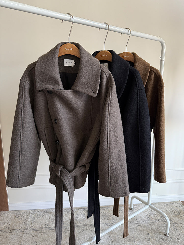 XZICHIC continues the classic style of Kim Min-hee wool coat, women's winter coat, size 57 (wool and alpaca wool).