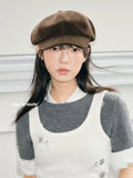 FEITIY Tailored suede baseball cap, fashionable classic style, new autumn and winter style, versatile octagonal beret for women.