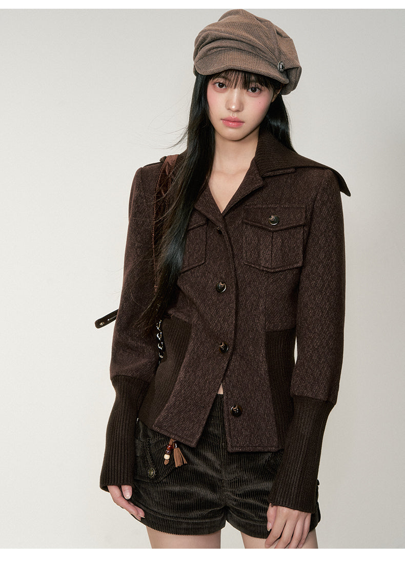 Soote Season Original Classic High Waisted Corduroy Cropped Coat