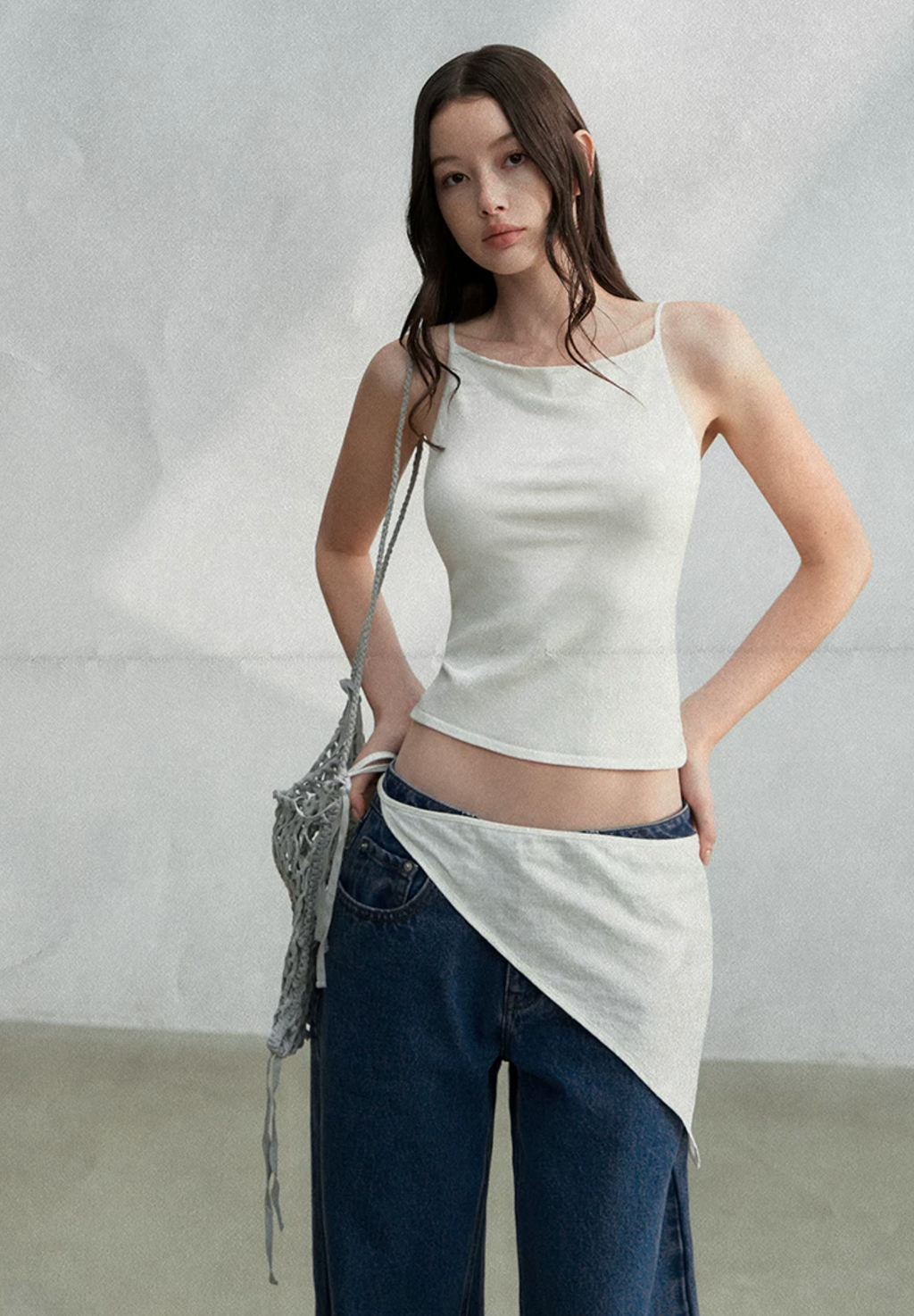 LaluneDuCiel Lightweight, minimalist knit camisole, knotted back, Lyocell, suitable for women