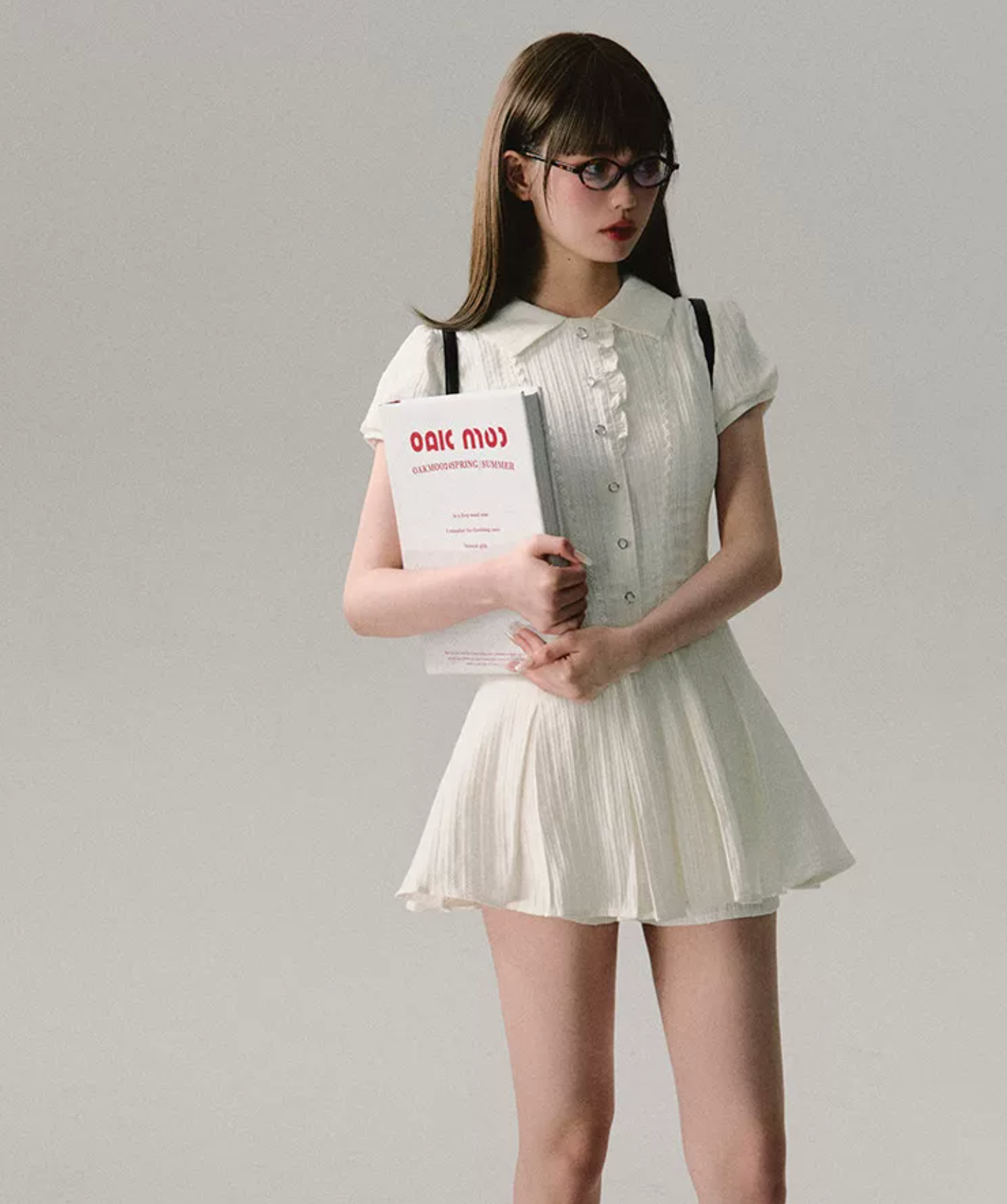 OAKMOO "Waiting for you after class" dress, A-line skirt, short-sleeved shirt dress, work/student style