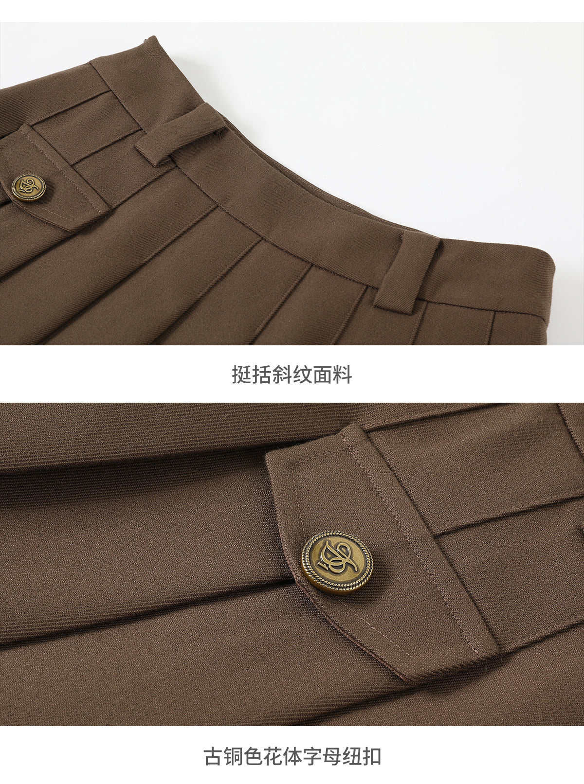 College style faux pocket skirt A-line pleated skirt high waisted mini skirt classic smart tight high end AD1 ANDYET