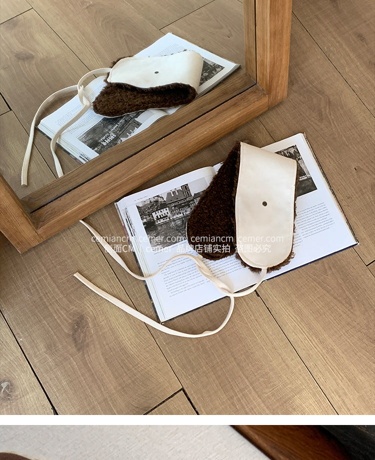 Zhang Yuanying style women's fleece earmuffs, perfect for cycling, warm and comfortable in winter.