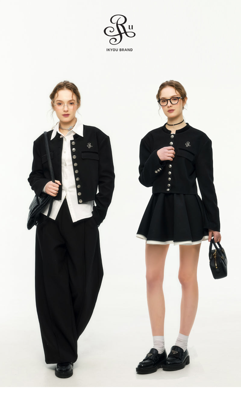 Genuine IKyou high-end black jacket for women spring, new style, IKYOU short slim vest
