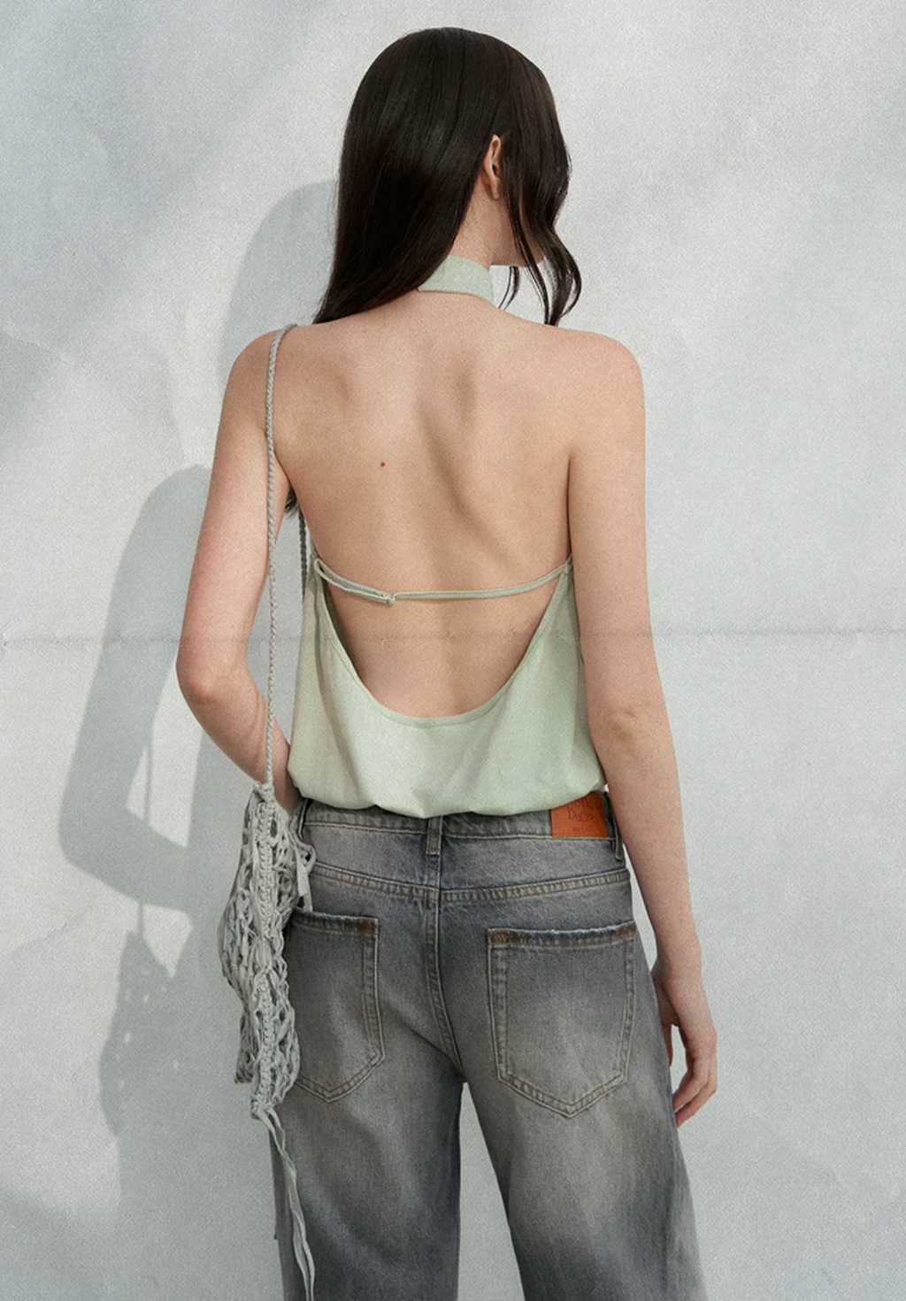 LaluneDuCiel High-neck, backless, sleeveless tank top, French and Korean minimalist style, cool and stylish