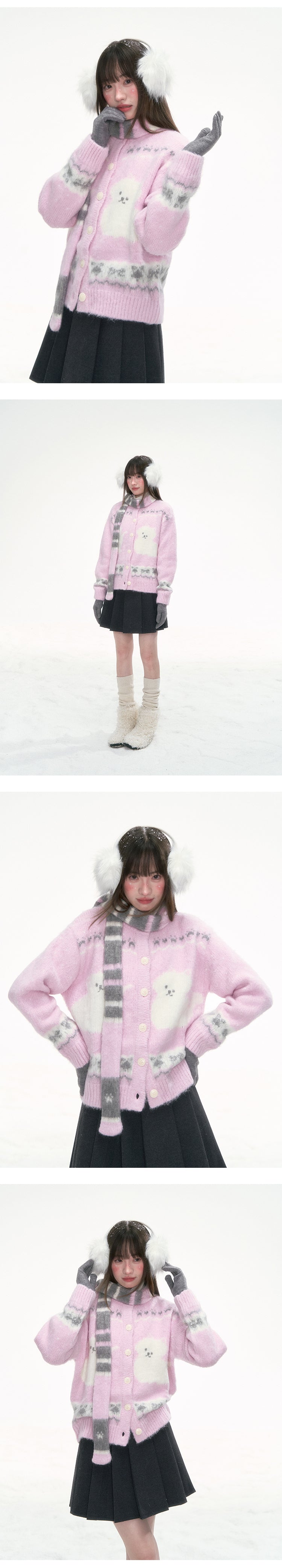 CANSTORE Canned Goods Store 'Cherry Blossom Cat Whispers' Warm and Soft Autumn/Winter Cardigan