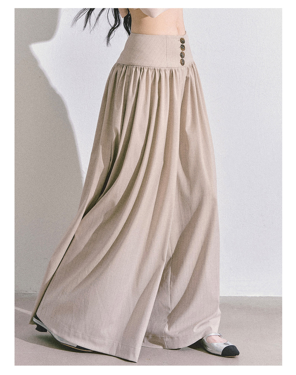 SHAOYEYAN Korean style comfortable wide leg pants for young women, loose straight leg pants, slim fit, gray long pants.