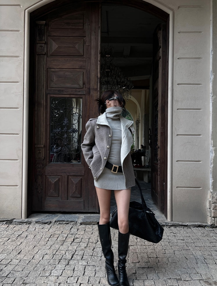 HYTEMOLY Modal Anti-pilling High Neck Stretchy Slim Fit Mini Dress for Women