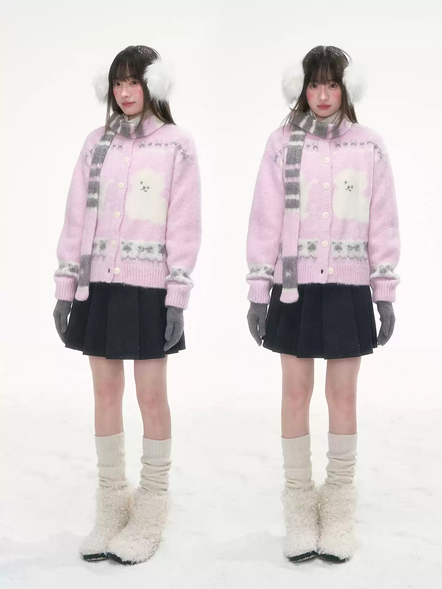 CANSTORE Canned Goods Store 'Cherry Blossom Cat Whispers' Warm and Soft Autumn/Winter Cardigan