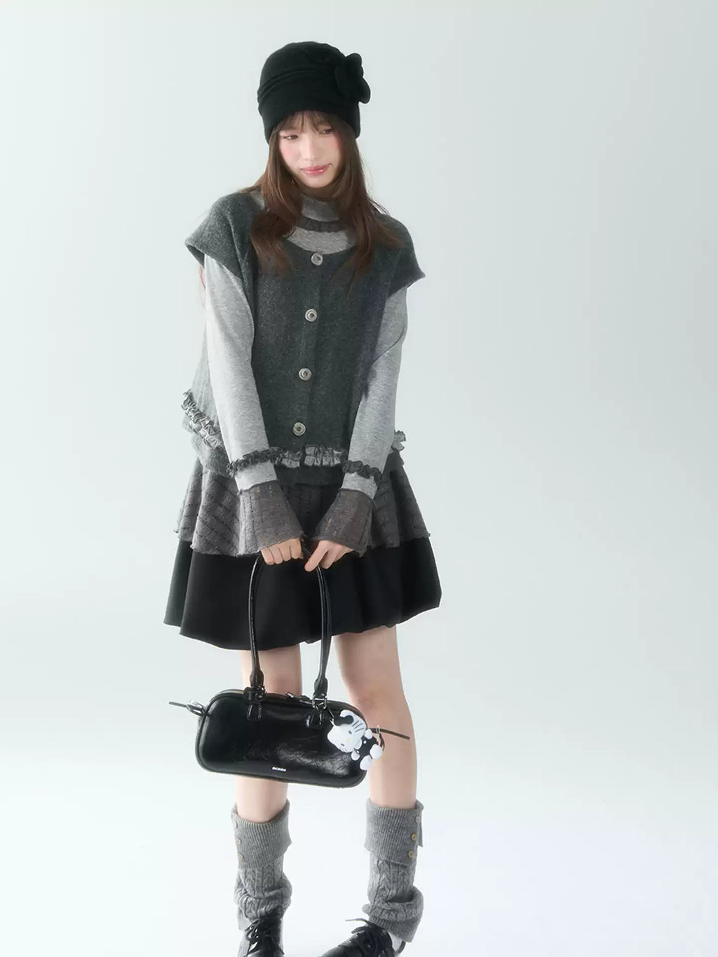 CANSTORE Women's "Dieyu Meiyi" ruffled cardigan, color-block lining, new autumn style