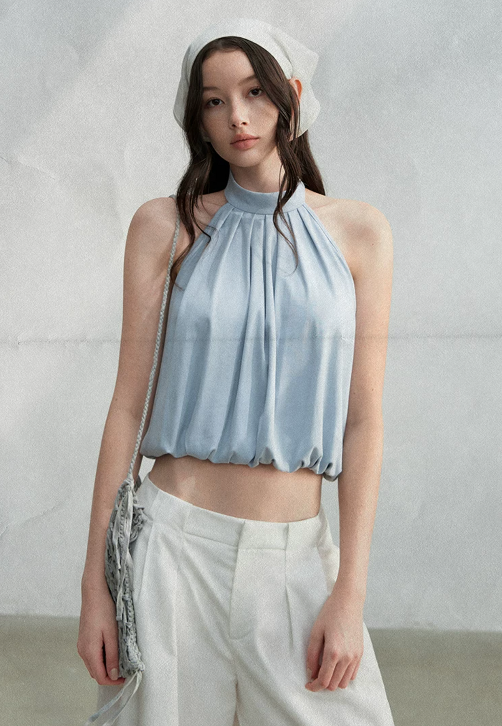 LaluneDuCiel High-neck, backless, sleeveless tank top, French and Korean minimalist style, cool and stylish