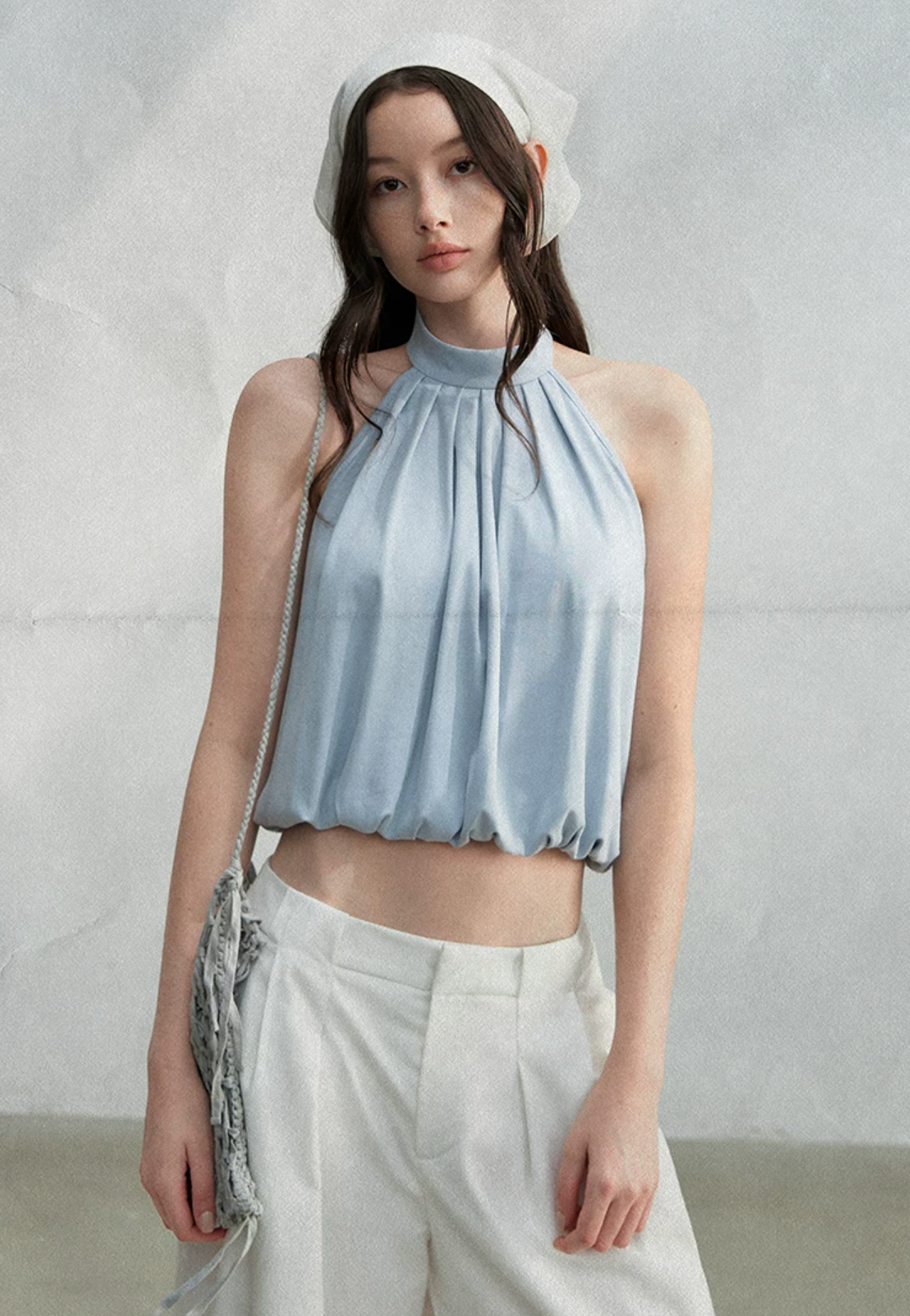 LaluneDuCiel High-neck, backless, sleeveless tank top, French and Korean minimalist style, cool and stylish